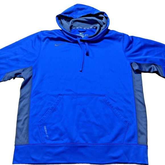 Nike Sweatshirt Therma Fit Hoodie‎ Men's 2XL Blue Athletic Hood - Picture 1 of 10